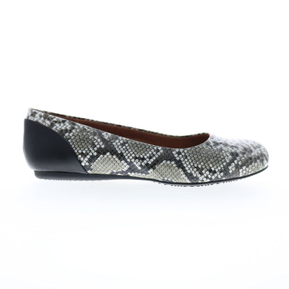 Softwalk Sonoma S1862-028 Womens Gray Wide Leather Ballet Flats Shoes