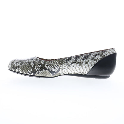 Softwalk Sonoma S1862-028 Womens Gray Wide Leather Ballet Flats Shoes