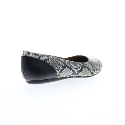 Softwalk Sonoma S1862-028 Womens Gray Wide Leather Ballet Flats Shoes