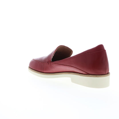 Softwalk Windor S2111-601 Womens Red Narrow Leather Loafer Flats Shoes