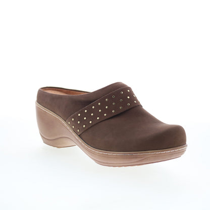 SoftWalk Marana S2312-211 Womens Brown Nubuck Slip On Clog Flats Shoes
