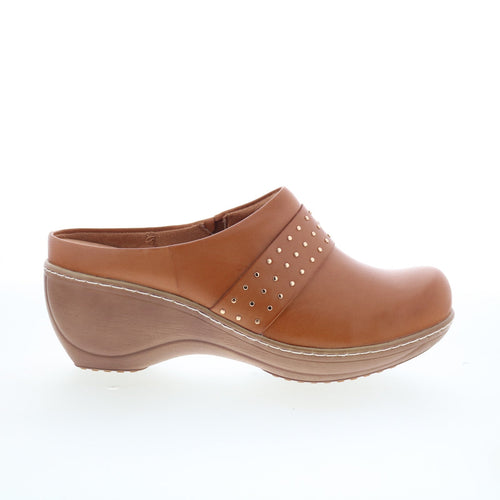 SoftWalk Marana S2312-215 Womens Brown Leather Slip On Clog Flats Shoes