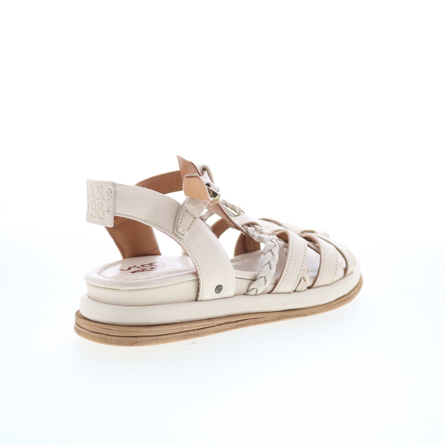 A.S. 98 Saul Womens Beige Leather Hook & Loop Strap Sandals Shoes