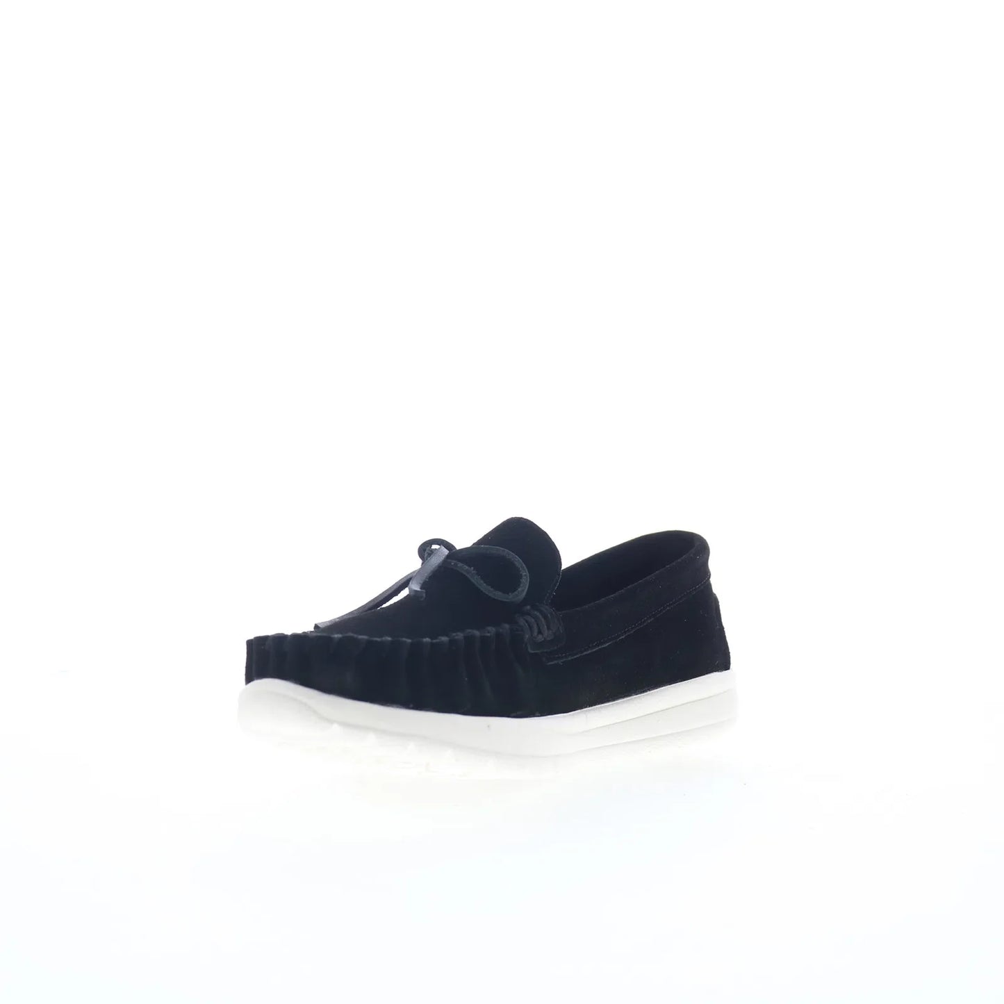 Minnetonka Scout 61020 Womens Black Suede Slip On Loafer Flats Shoes