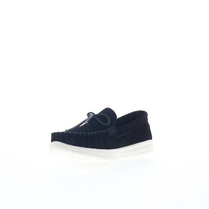 Minnetonka Scout 61020 Womens Black Suede Slip On Loafer Flats Shoes
