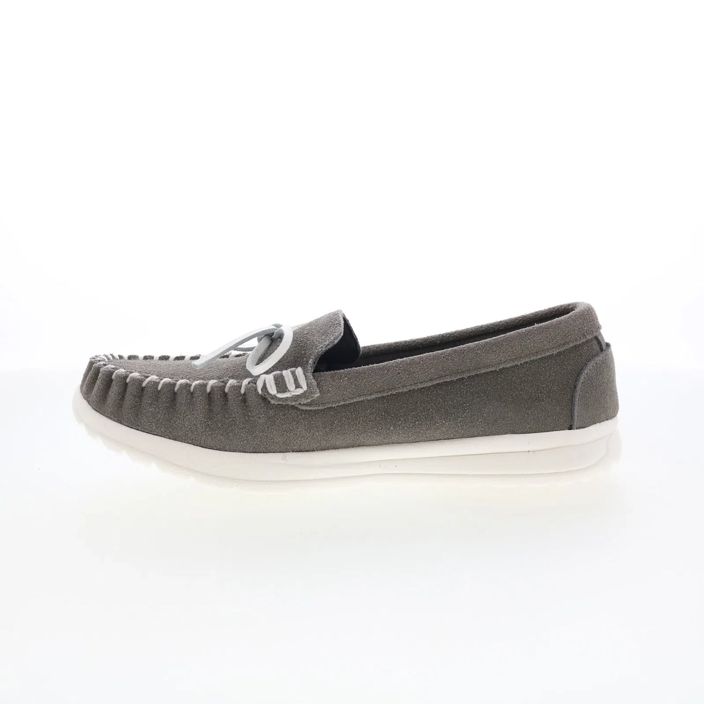 Minnetonka Scout 61027 Womens Gray Suede Slip On Loafer Flats Shoes