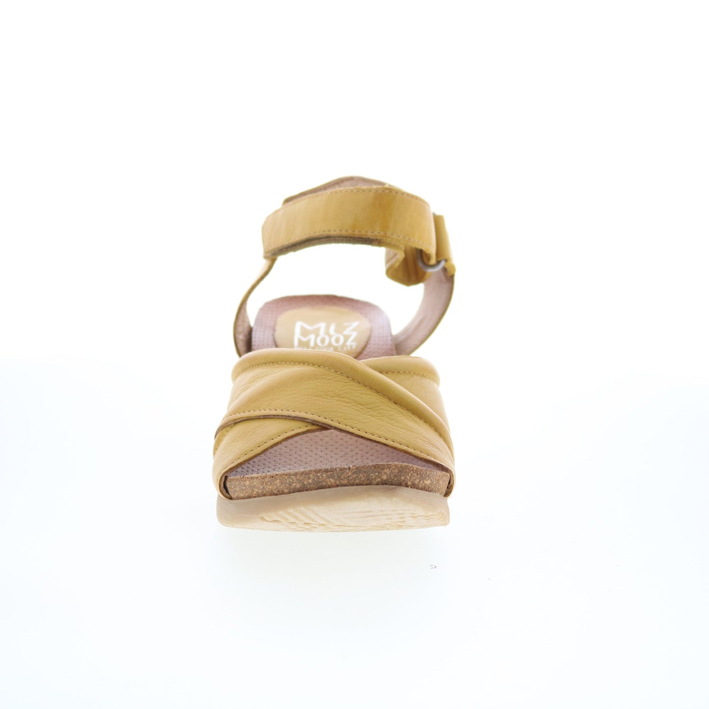 Miz Mooz Sofie Womens Yellow Leather Strap Wedges Sandals Shoes
