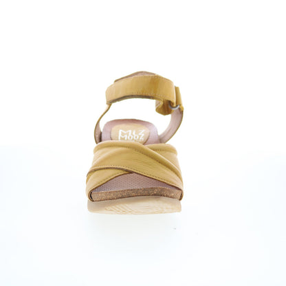 Miz Mooz Sofie Womens Yellow Leather Strap Wedges Sandals Shoes
