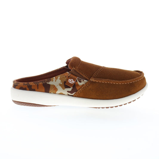 Spenco Siesta Via Slide SP1036CSH Womens Brown Suede Mule Sandals Shoes