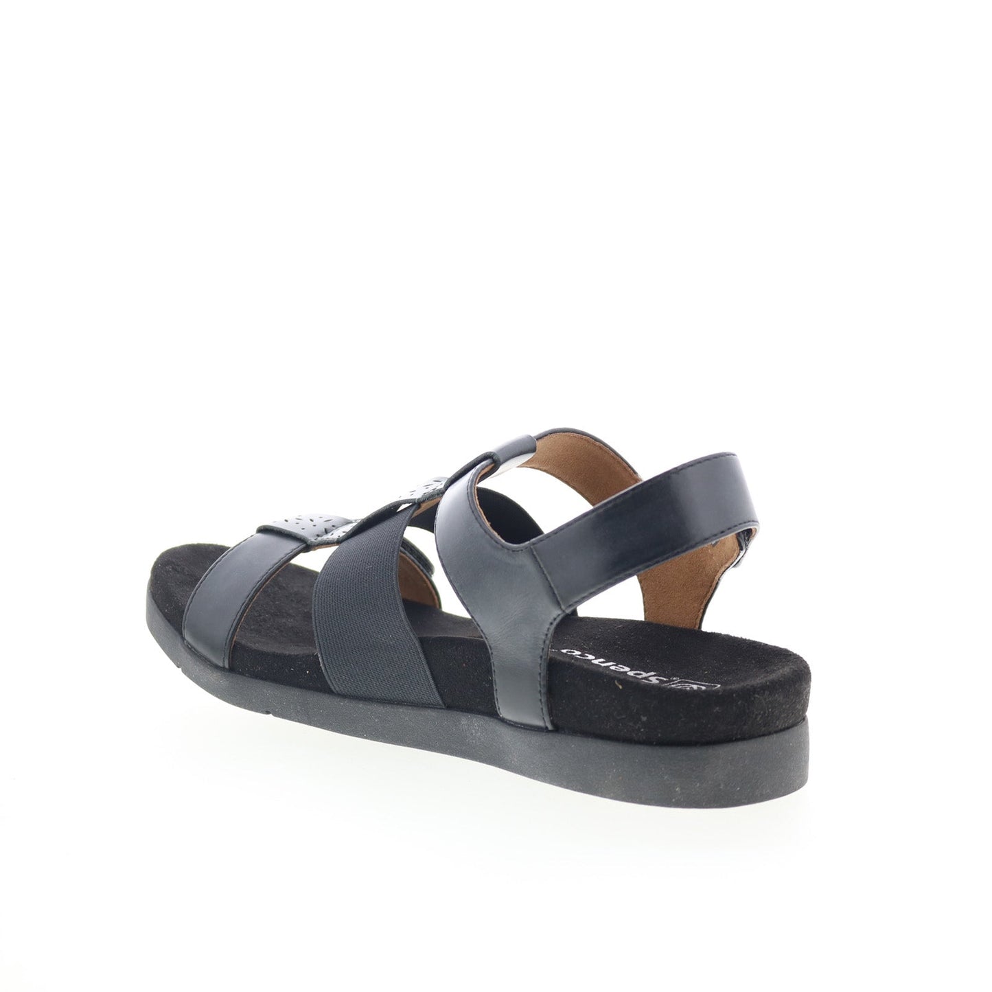 Spenco Anabel SP1059BLK Womens Black Leather Strap Sandals Shoes