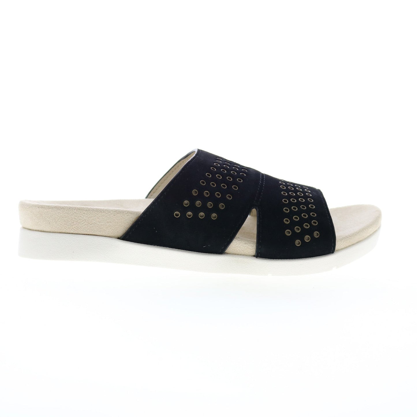 Spenco Twilight Stud SP1061BLK Womens Black Suede Slides Sandals Shoes