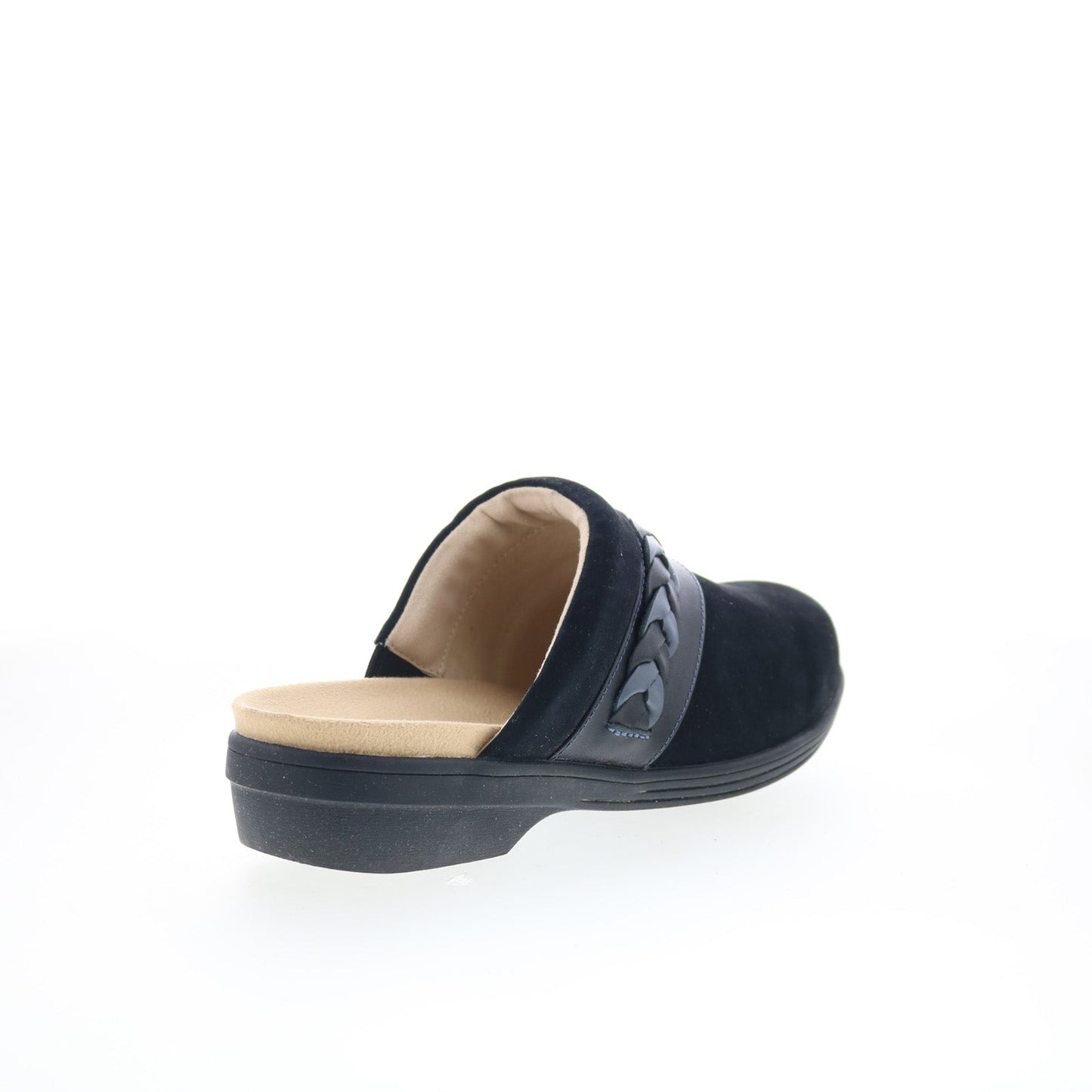 Spenco Topanga Clog SP1097BLK Womens Black Suede Slip On Clog Flats Shoes