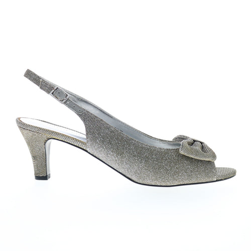 David Tate Spirit Womens Gray Narrow Canvas Slingback Heels Shoes