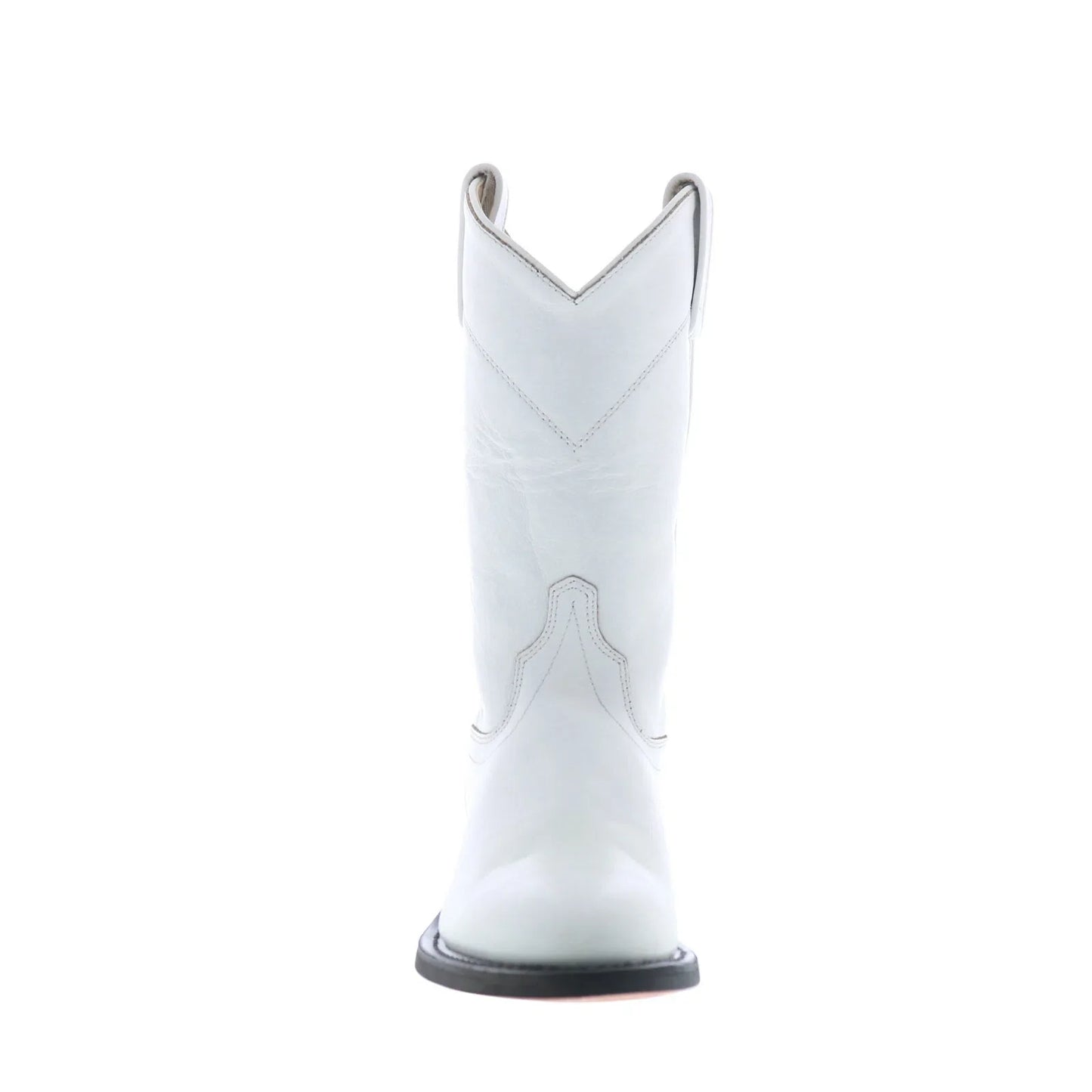Jama Old West SRL4021 Womens White Leather Slip On Cowboy Western Boots