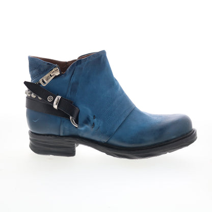 A.S. 98 Steve Womens Blue Leather Zipper Ankle & Booties Boots