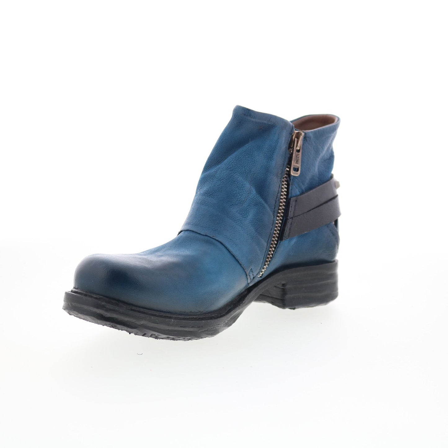 A.S. 98 Steve Womens Blue Leather Zipper Ankle & Booties Boots