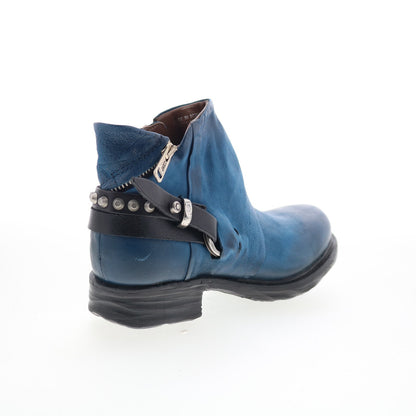 A.S. 98 Steve Womens Blue Leather Zipper Ankle & Booties Boots
