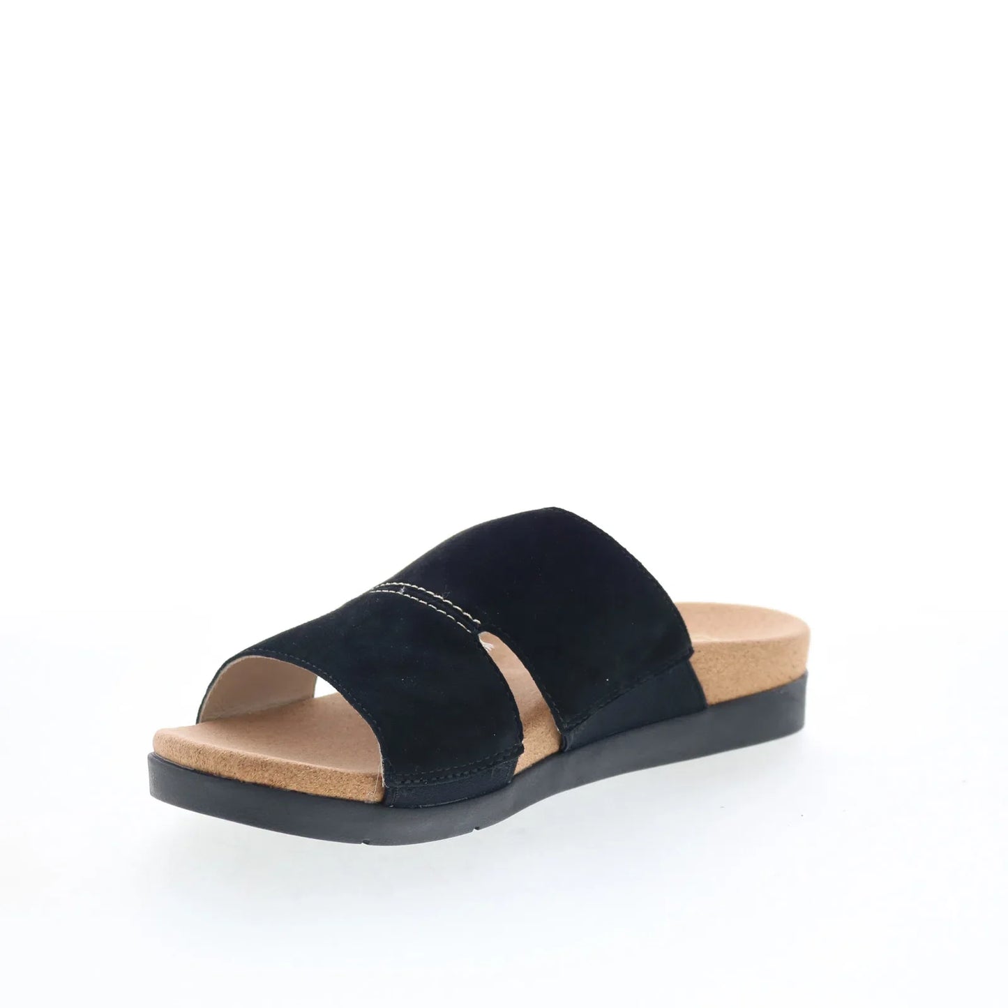 Spenco Sunrise Slide SP1218BLK Womens Black Nubuck Slides Sandals Shoes