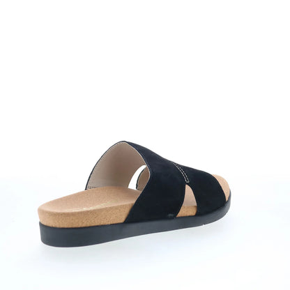 Spenco Sunrise Slide SP1218BLK Womens Black Nubuck Slides Sandals Shoes