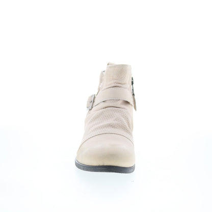 Miz Mooz Suzy Womens Beige Leather Zipper Ankle & Booties Boots