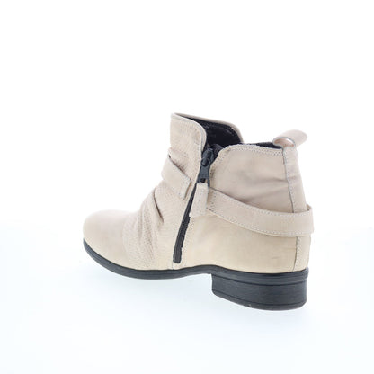 Miz Mooz Suzy Womens Beige Leather Zipper Ankle & Booties Boots