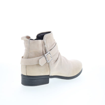 Miz Mooz Suzy Womens Beige Leather Zipper Ankle & Booties Boots