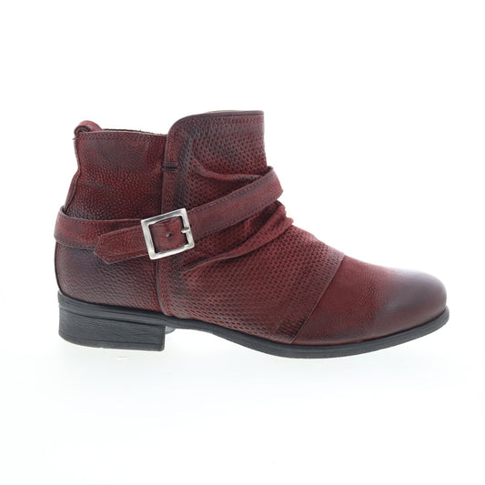 Miz Mooz Suzy Womens Burgundy Leather Zipper Ankle & Booties Boots