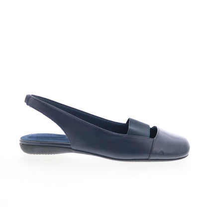 Trotters Sarina T1570-460 Womens Blue Leather Slip On Slingback Flats Shoes