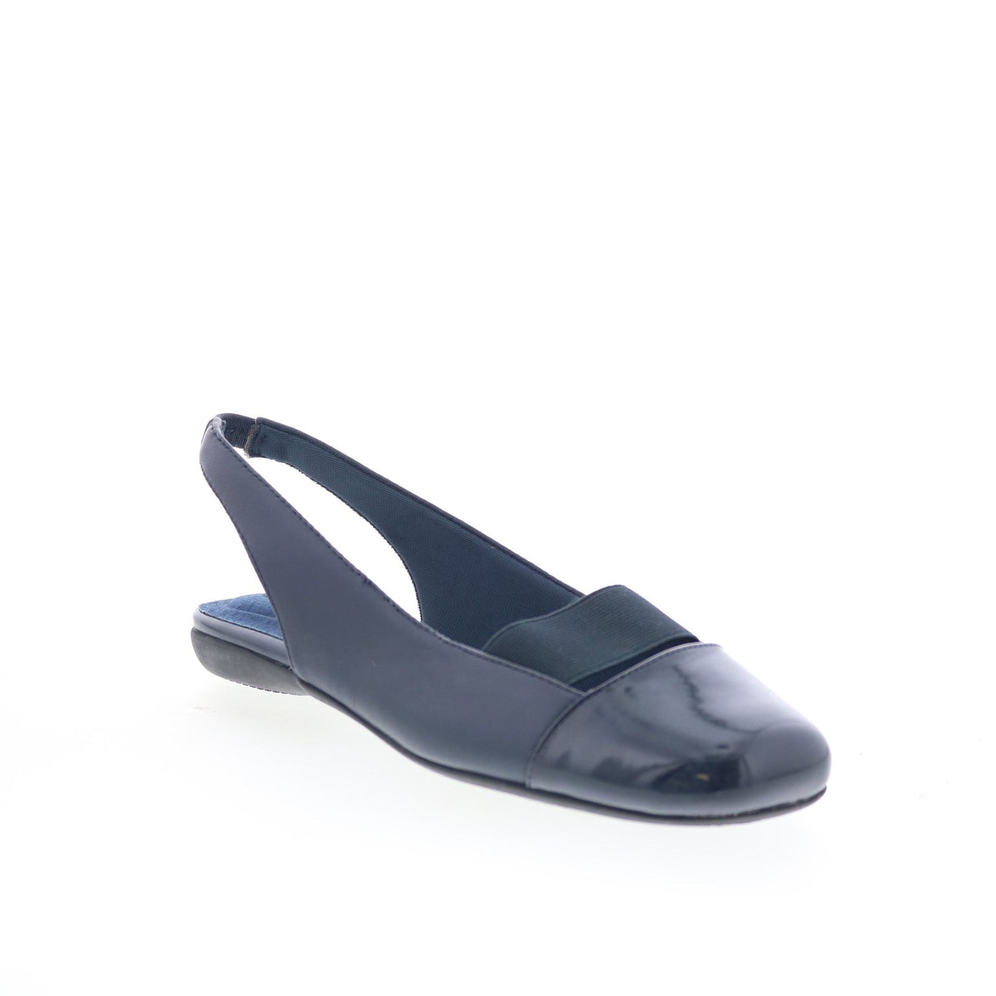 Trotters Sarina T1570-460 Womens Blue Leather Slip On Slingback Flats Shoes