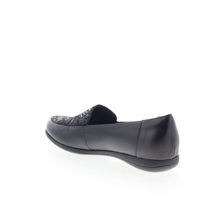 Trotters Deanna T2055-061 Womens Black Leather Slip On Loafer Flats Shoes