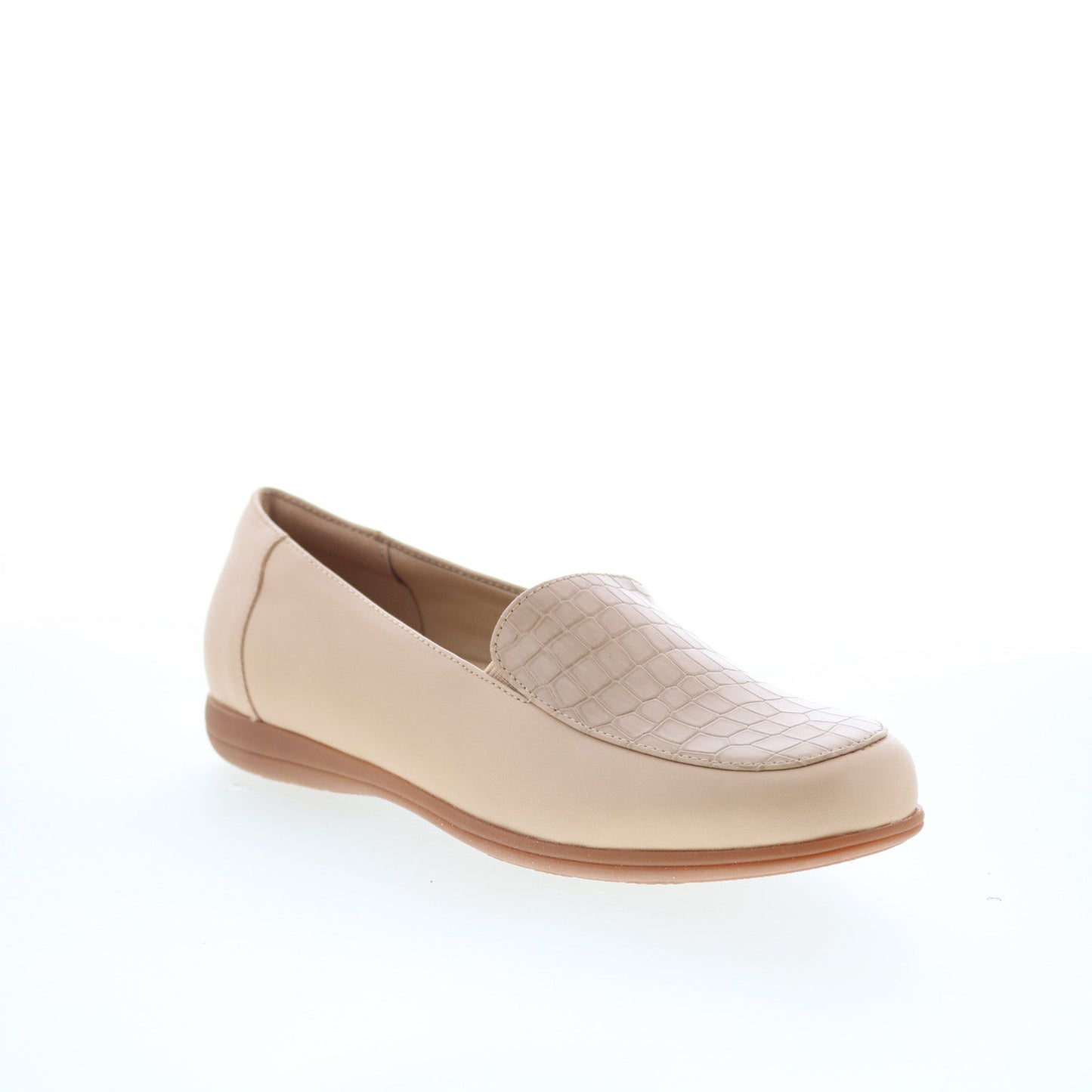 Trotters Deanna T2055-157 Womens Beige Leather Slip On Loafer Flats Shoes