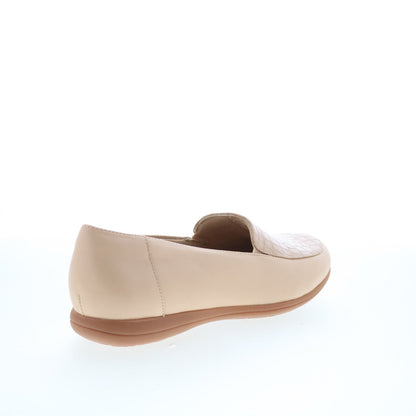 Trotters Deanna T2055-157 Womens Beige Leather Slip On Loafer Flats Shoes