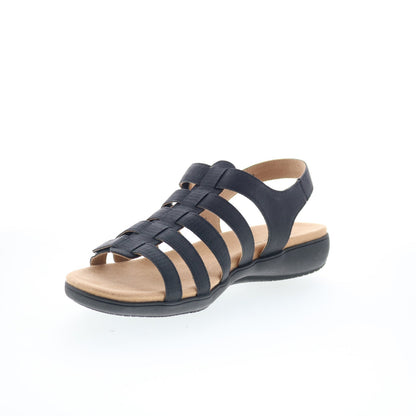 Trotters Tiki T2109-036 Womens Black Nubuck Strap Sandals Shoes