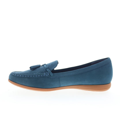 Trotters Dawson T2254-414 Womens Blue Leather Slip On Loafer Flats Shoes