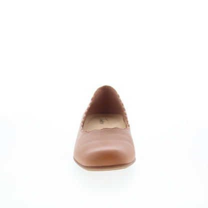 Trotters Sabine T2255-215 Womens Brown Leather Slip On Ballet Flats Shoes
