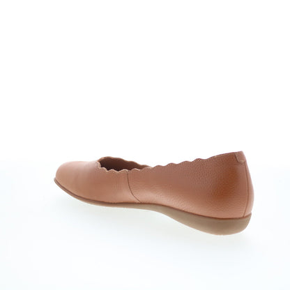 Trotters Sabine T2255-215 Womens Brown Leather Slip On Ballet Flats Shoes