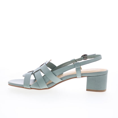 Trotters Luna T2313-315 Womens Green Leather Heeled Sandals Shoes