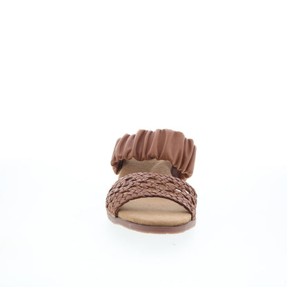 Trotters Mae T2314-215 Womens Brown Leather Slip On Heeled Sandals Shoes