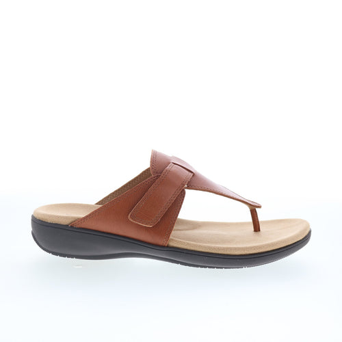 Trotters Robin T2317-215 Womens Brown Leather Strap Thong Sandals Shoes