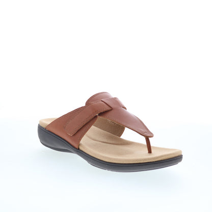 Trotters Robin T2317-215 Womens Brown Leather Strap Thong Sandals Shoes