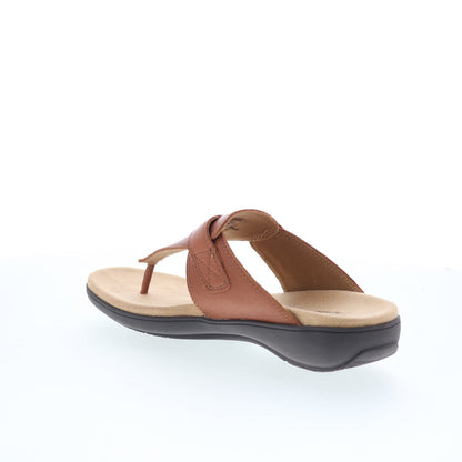 Trotters Robin T2317-215 Womens Brown Leather Strap Thong Sandals Shoes