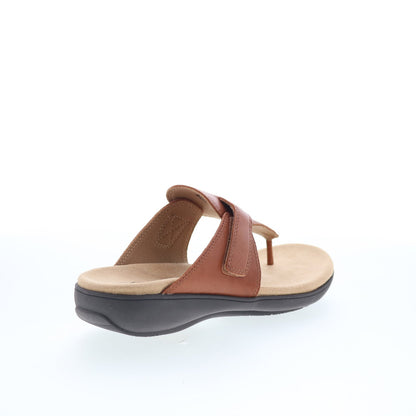 Trotters Robin T2317-215 Womens Brown Leather Strap Thong Sandals Shoes