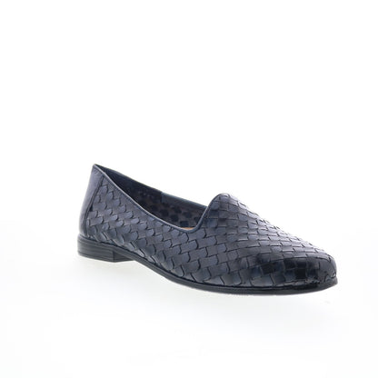 Trotters Lizette T2365-400 Womens Blue Leather Slip On Loafer Flats Shoes