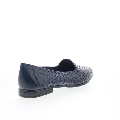 Trotters Lizette T2365-400 Womens Blue Leather Slip On Loafer Flats Shoes