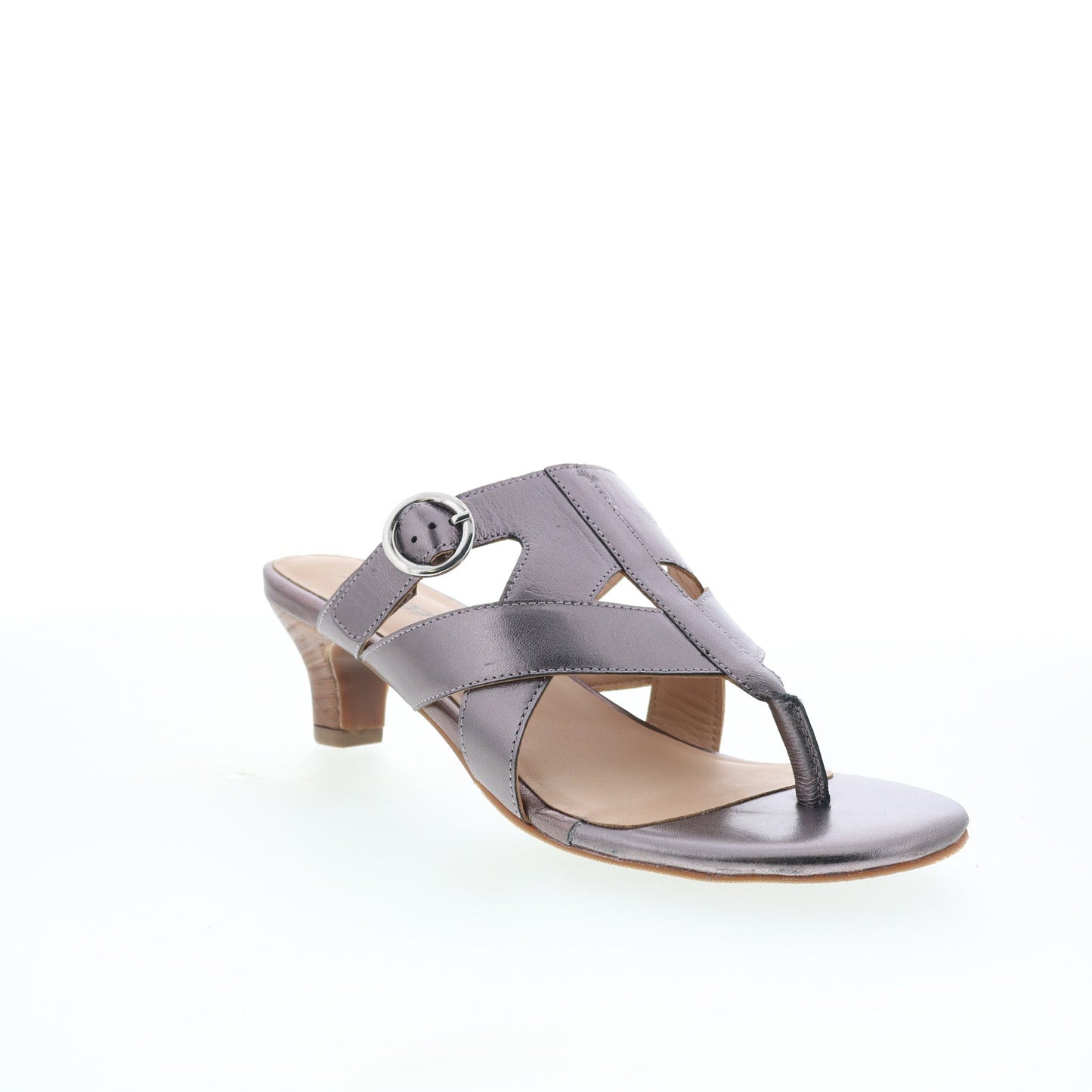 Trotters Nikki T2517-033 Womens Gray Leather Slip On Heeled Sandals Shoes