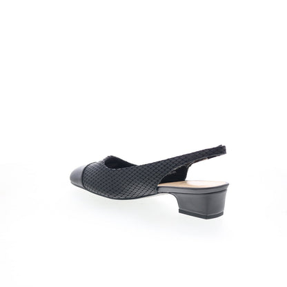 Trotters Dea T7001-031 Womens Black Narrow Leather Slingback Heels Shoes