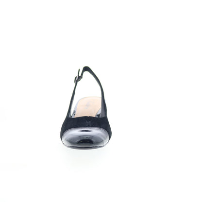 Trotters Dea T7001-048 Womens Black Narrow Suede Slingback Heels Shoes