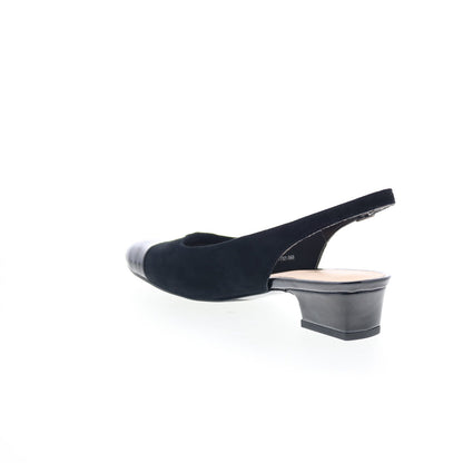 Trotters Dea T7001-048 Womens Black Narrow Suede Slingback Heels Shoes
