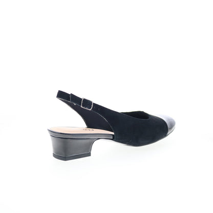 Trotters Dea T7001-048 Womens Black Narrow Suede Slingback Heels Shoes