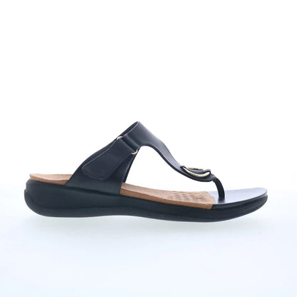 Softwalk Talara S2215-001 Womens Black Leather Strap Slides Sandals Shoes